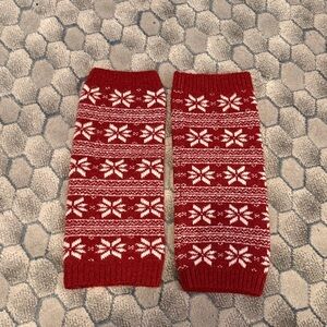 Women’s Red and White Knit Leg Warmers